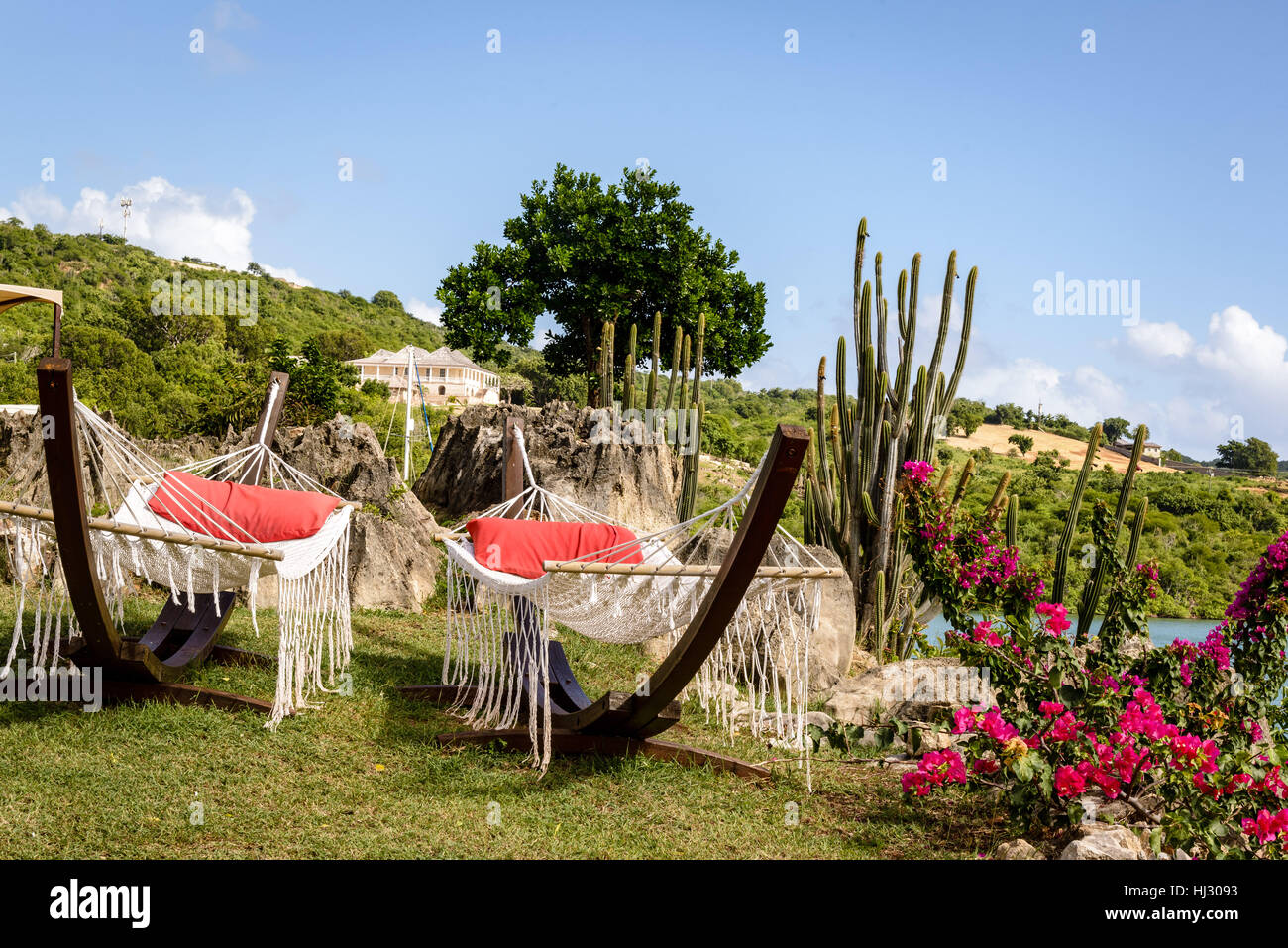 Hammocks, Boom Restaurant, English Harbour, Antigua Stock Photo Alamy