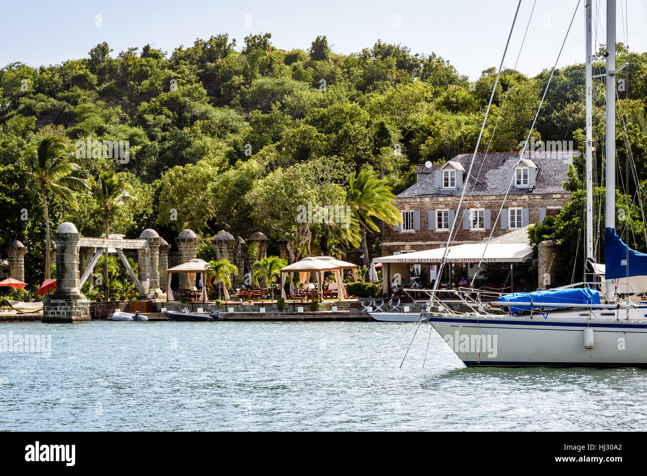 Pillars Restaurant at the Admiral's Inn, Nelson's Dockyard, English