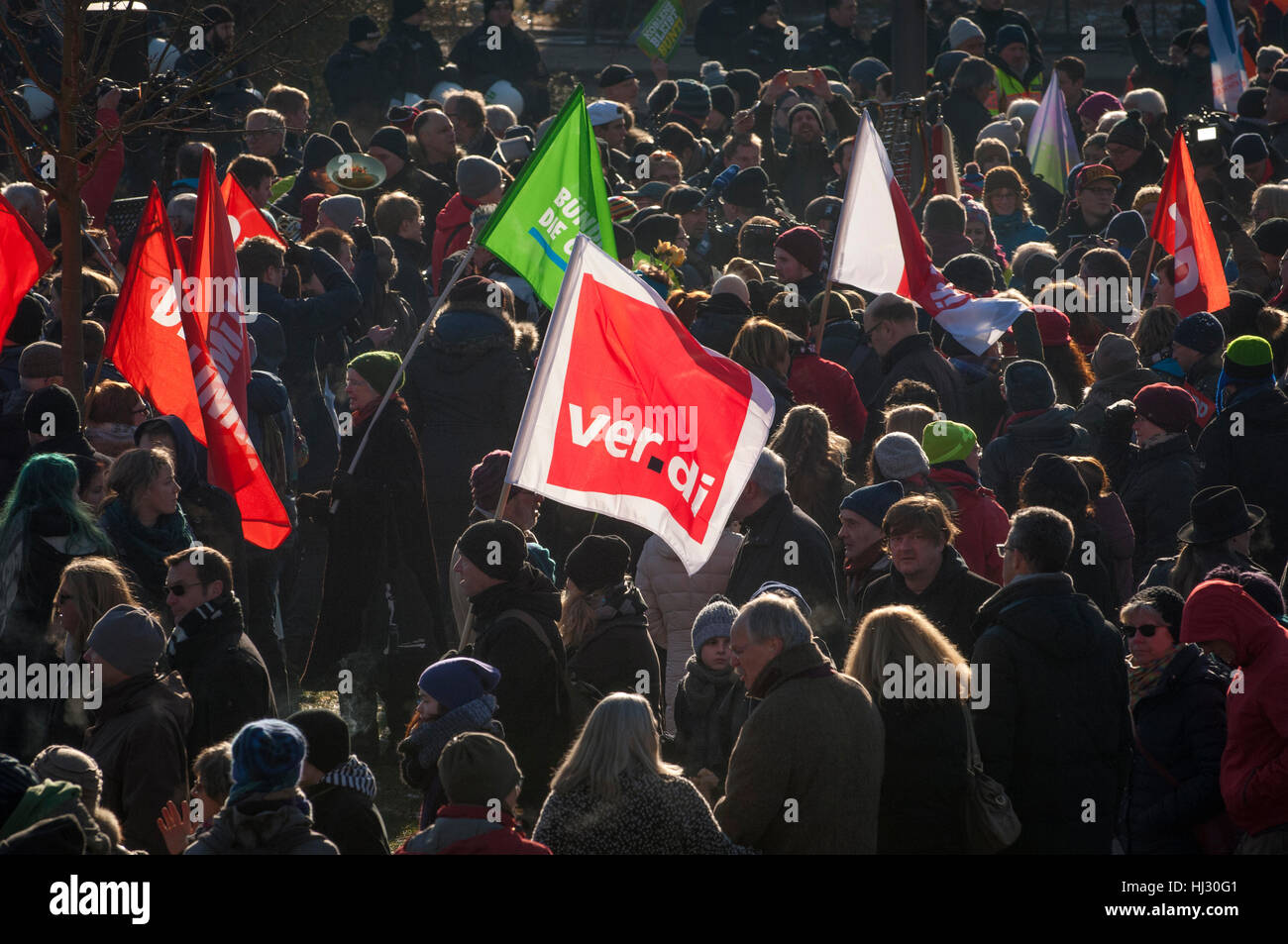 Some 3 thousand demonstrators gathered in Koblenz, Germany to protest against the gathering of Europe's far right. Stock Photo