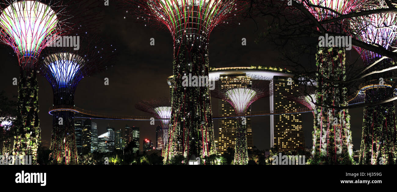 tree, trees, garden, singapore, skyline, artificial, gardens, shine