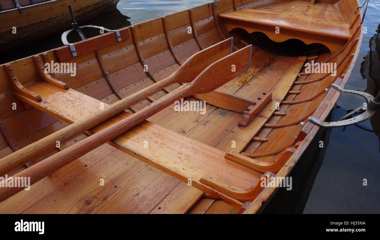 Wooden Rowing Boat Stock Photo