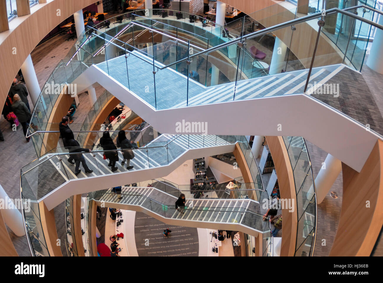 Interior views of Liverpool Central Library in William Brown Street, Liverpool after major refurbishment. Stock Photo