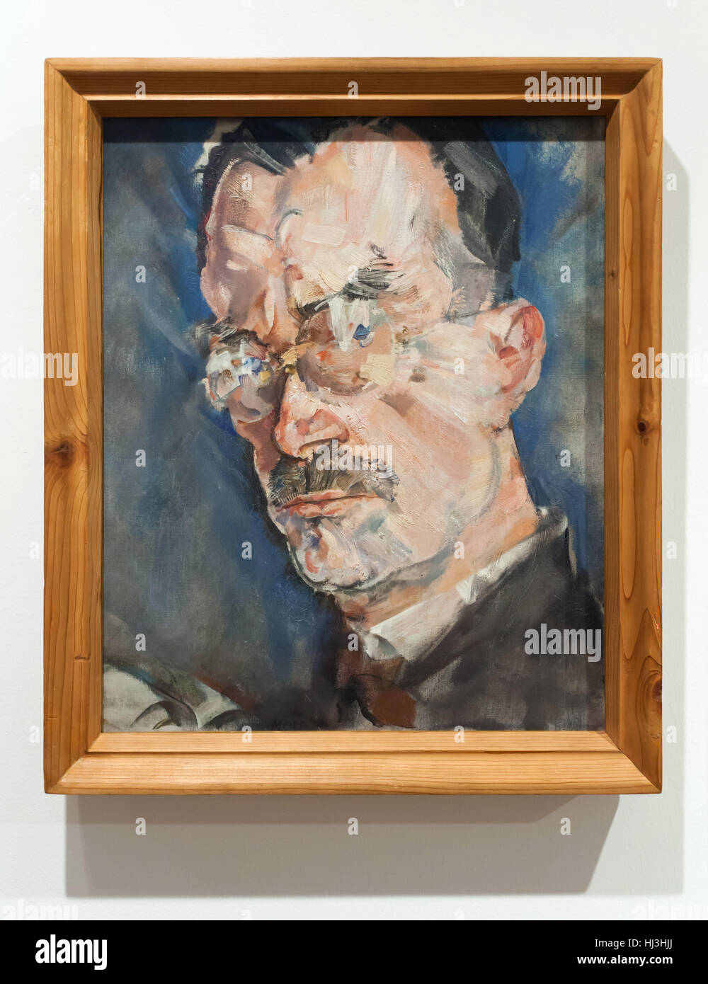Portrait of German novelist Thomas Mann (1926) by Austrian expressionist painter Max Oppenheimer, also known as Mopp on display in the Wien Museum (Vienna Museum) in Vienna, Austria. Stock Photo