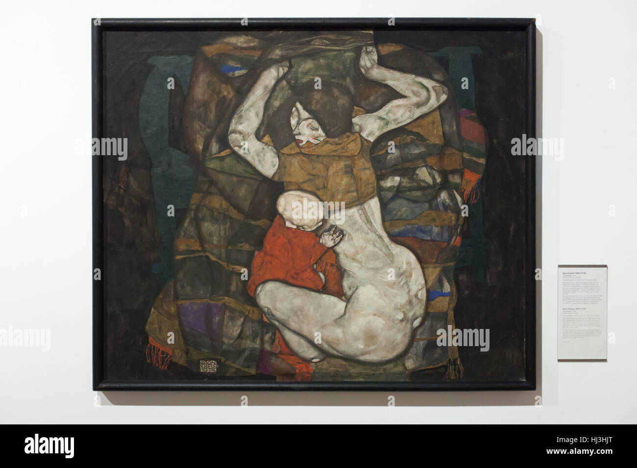 Painting Young Mother (1914) by Austrian expressionist painter Egon Schiele on display in the Wien Museum (Vienna Museum) in Vienna, Austria. Stock Photo