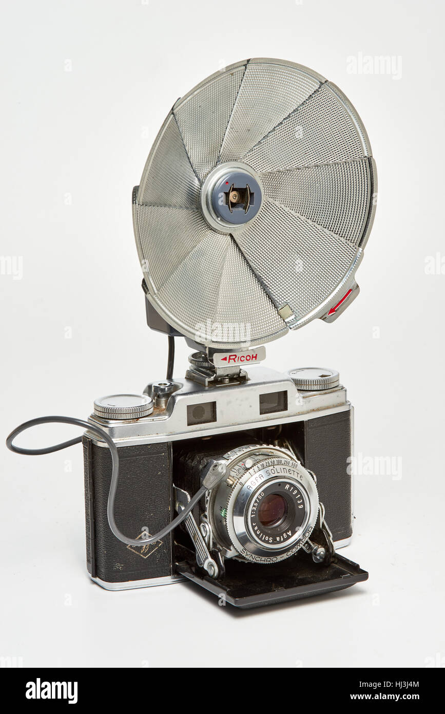 Agfa Super Solinette, Germany, 1953-57, 35 mm film, Bulb flash Ricoh, Ansco Super Regent, Stock Photo