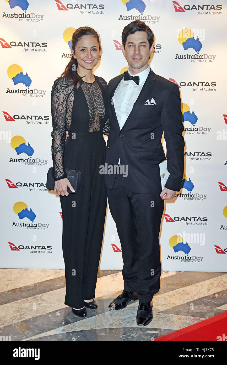 Adam Garcia and his wife Nathalia Chubin arrive at the Australia Day  Foundation Gala Dinner at Australia House in London Stock Photo - Alamy