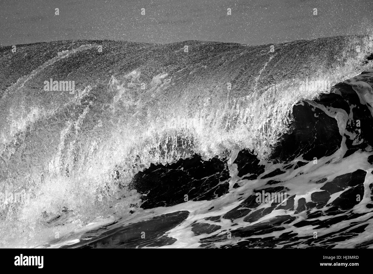 Crushing wave at Waimea Bay, North Shore, Oahu, Hawaii, USA Stock Photo