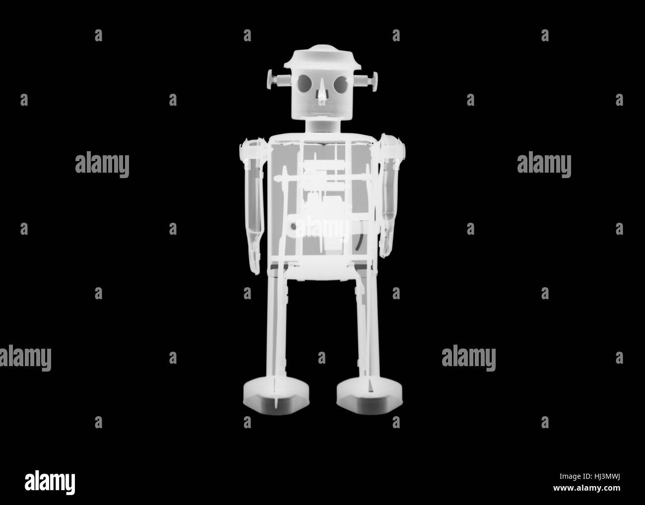 Tin toy robot X-ray. Stock Photo