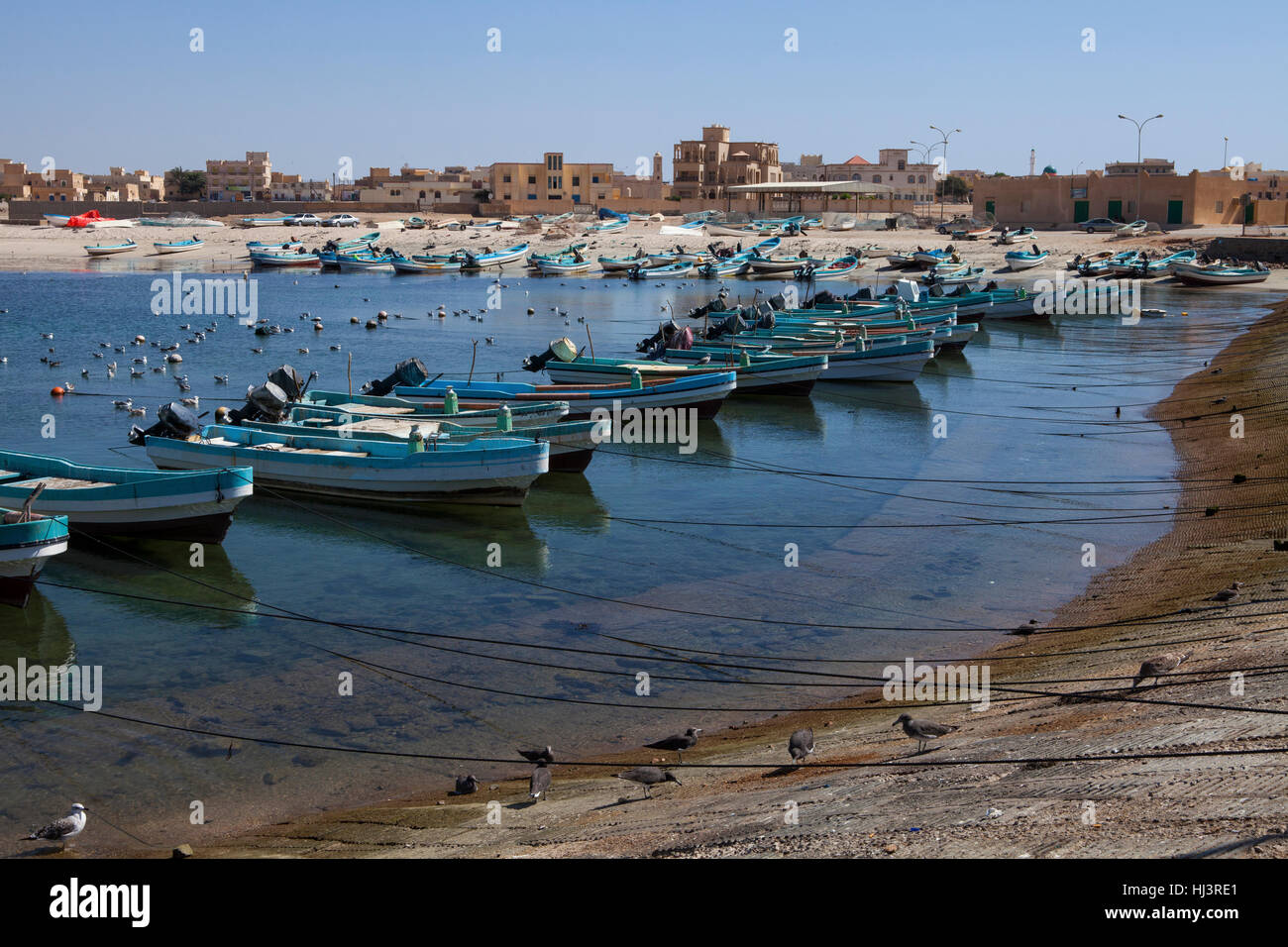 MIRBAT, OMAN - JANUARY 07,2016: small fishing boats in Mirbat, Dhofar, Oman Stock Photo
