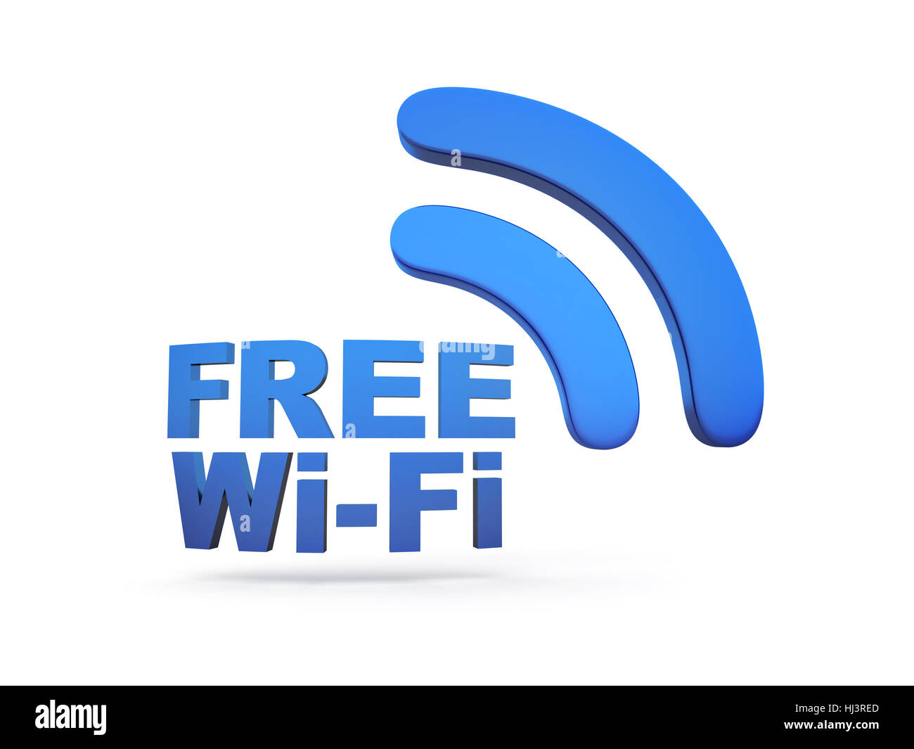 Abstract free Wi-fi on white background. 3d illustration Stock Photo