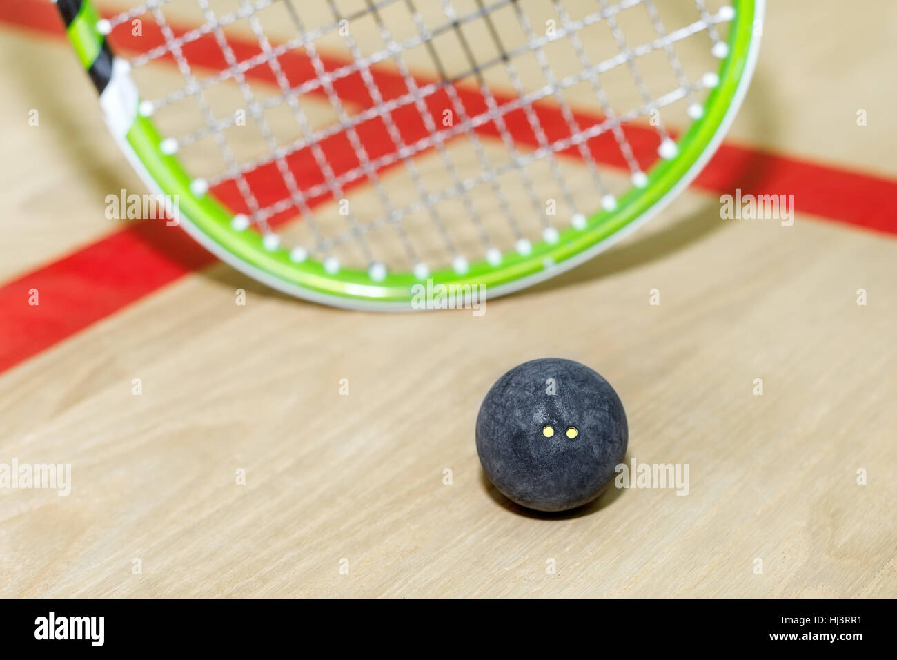 squash racket and ball Stock Photo