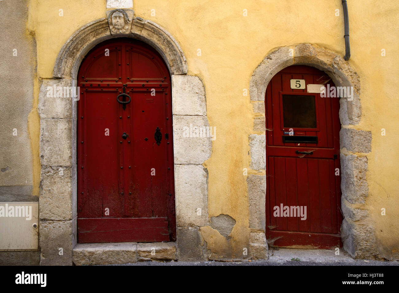 Medieval Doors in the Old Town of  Riez or Riez-la-Romaine Alpes-de-Haute-Provence Provence France Stock Photo