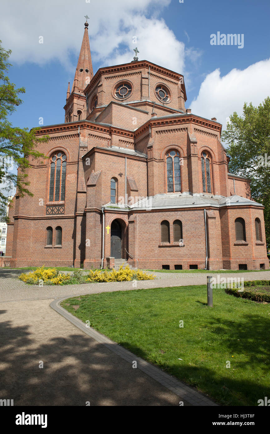 The Church of the Holy Apostles Peter and Paul in Bydgoszcz, Poland, Neo-Gothic and Neo-Romanesque architecture Stock Photo