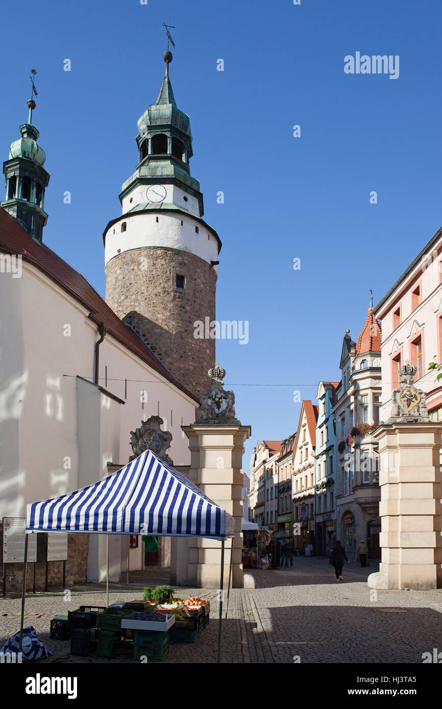 Wojanowska Tower and Gate in the Old Town, city of Jelenia Gora, Poland, Europe Stock Photo