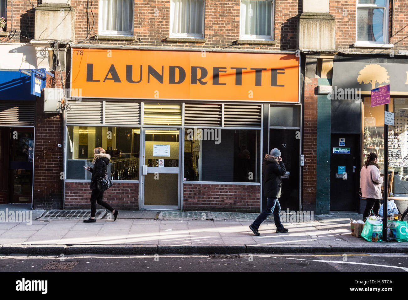 Exterior of launderette on Marchmont Street, London, WC1, UK Stock