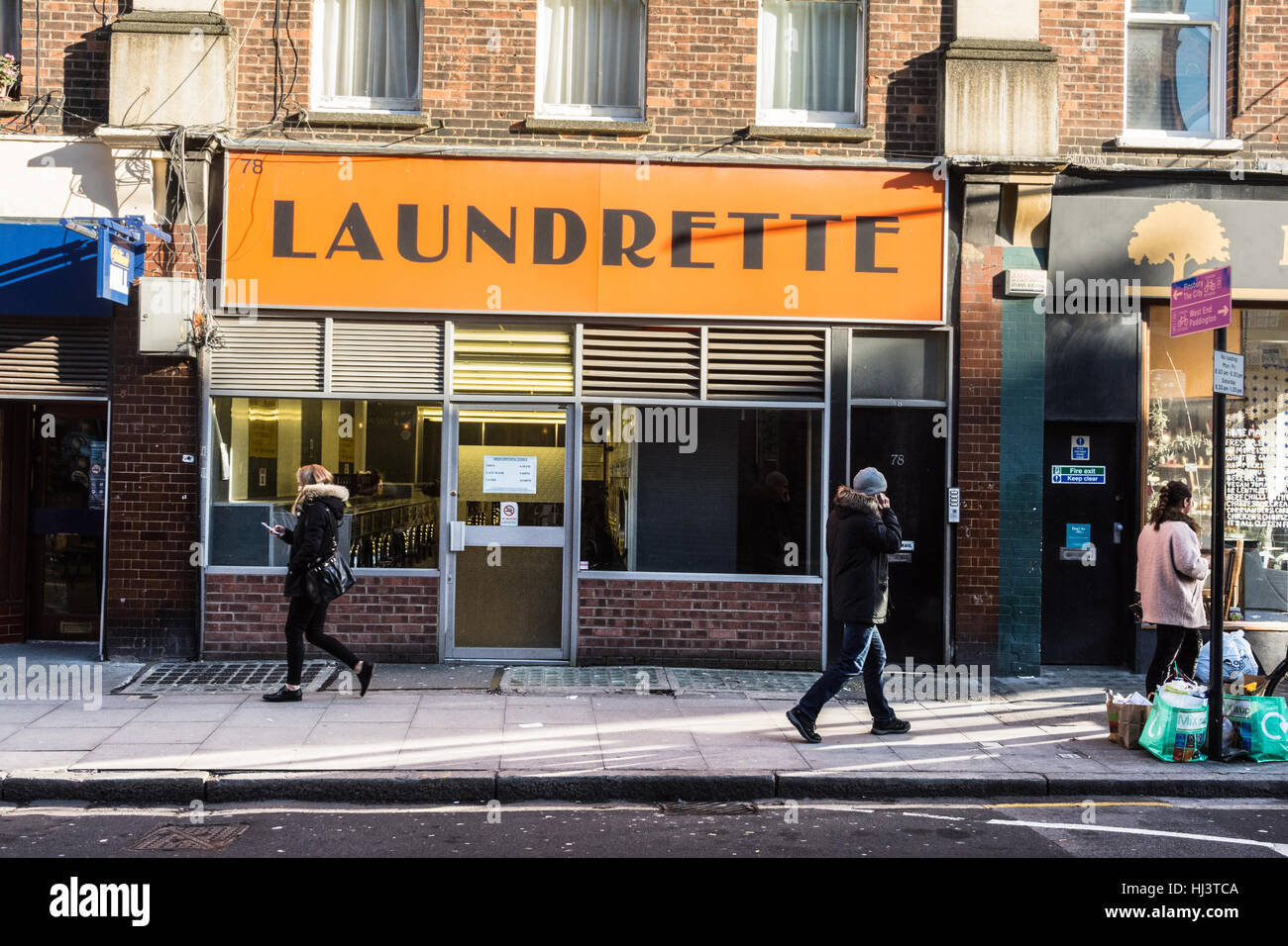 Exterior of launderette on Marchmont Street, London, WC1, UK Stock Photo