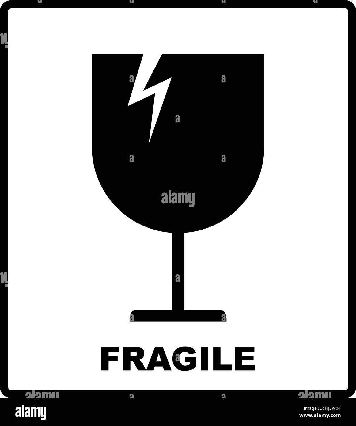 Breakable or fragile material packaging symbol. Vector illustration, black simple flat silhouettes of glass isolated on white Stock Vector