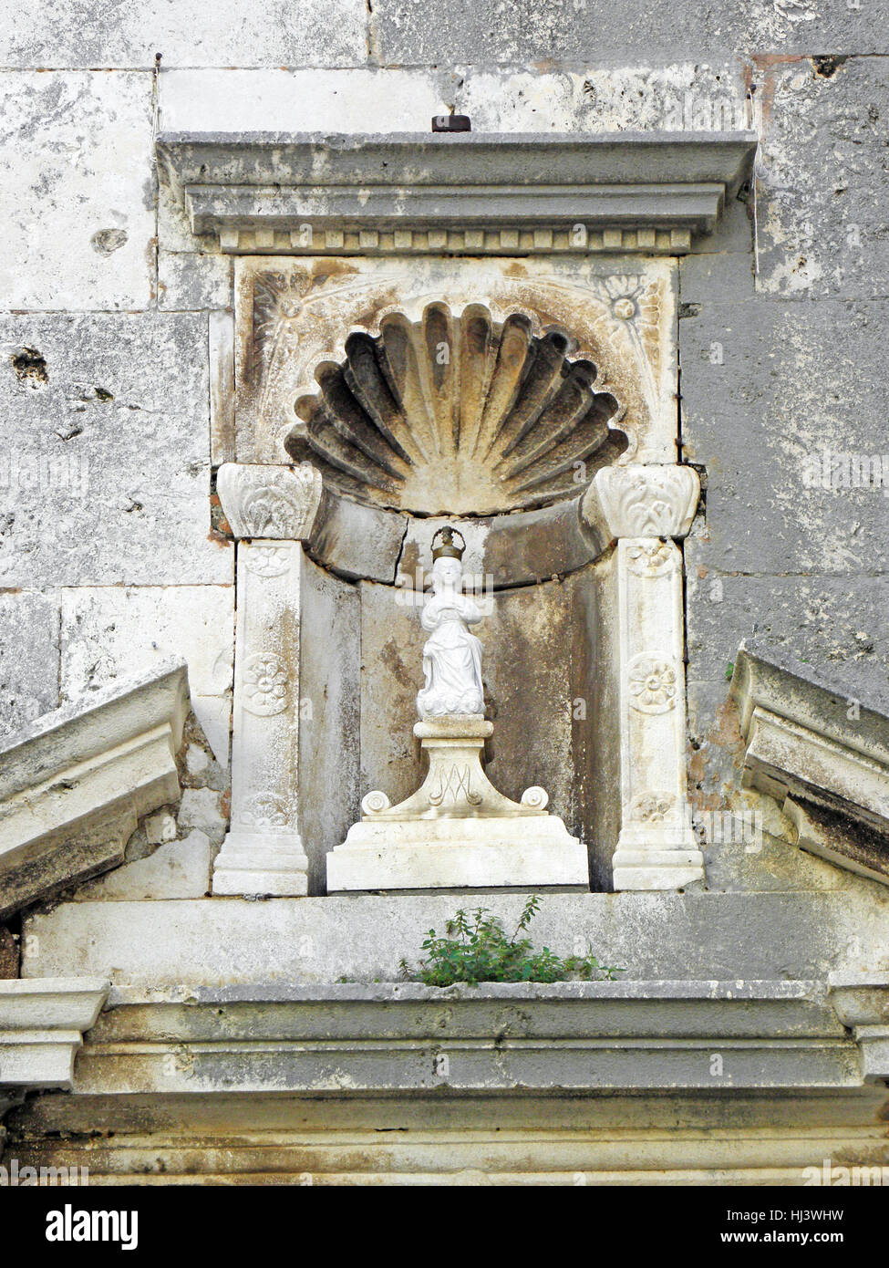 Korcula ancient church portal with St.Mary,Croatia,Europe,1 Stock Photo