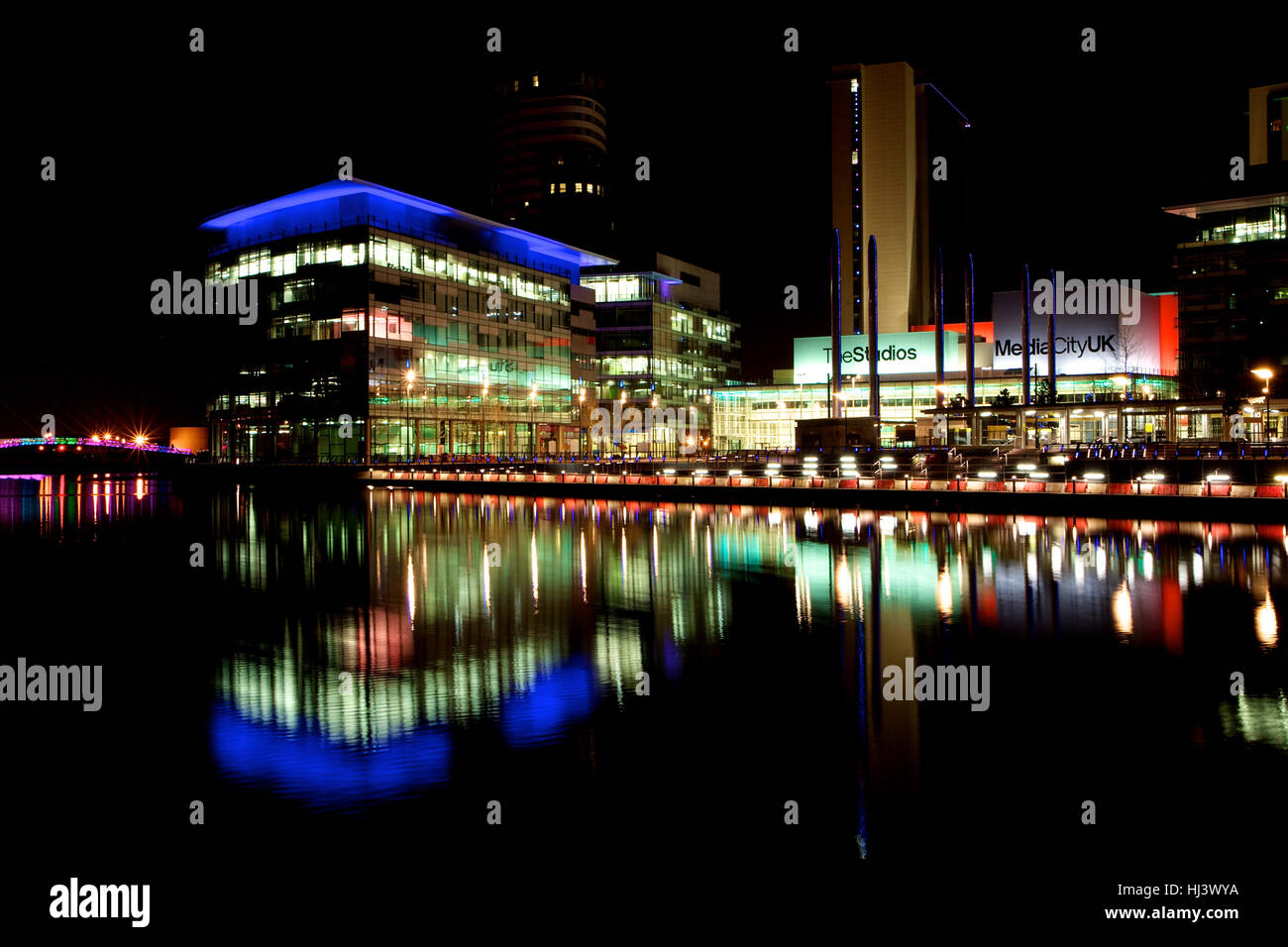 MediaCityUK at night, Salford, England Stock Photo Alamy