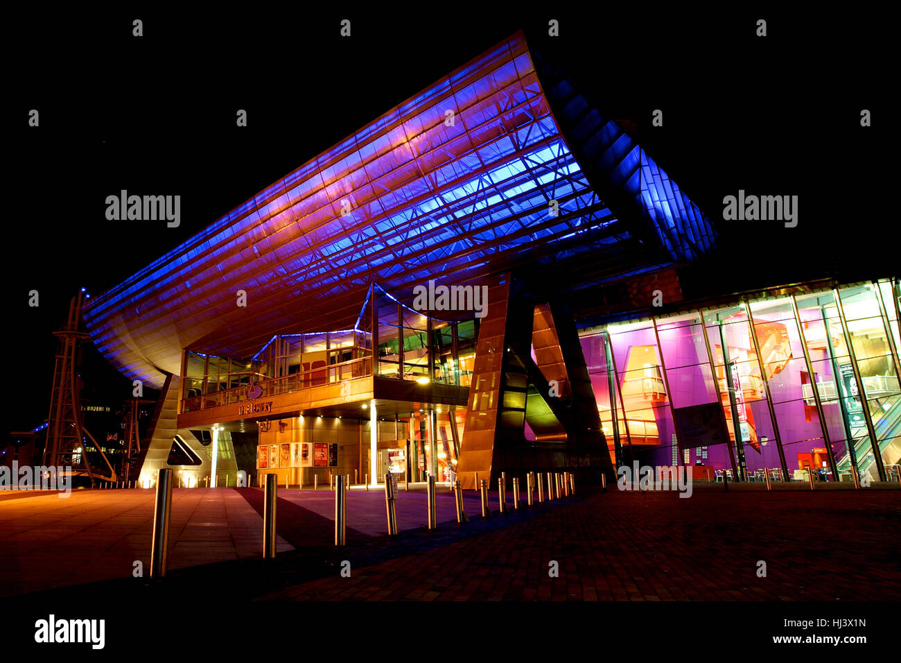Creativity The Lowry is a theatre and gallery complex situated on Pier 8 at Salford Quays, in Salford, Greater Manchester, England. Stock Photo