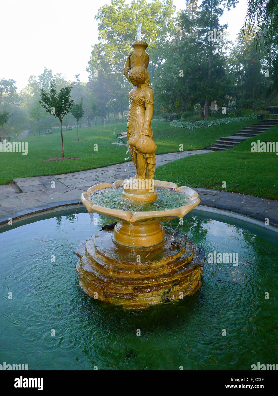 The well-known fountain unofficially named 'Rebecca' in Edwards Gardens, a public park and garden in Toronto Ontario Canada Stock Photo