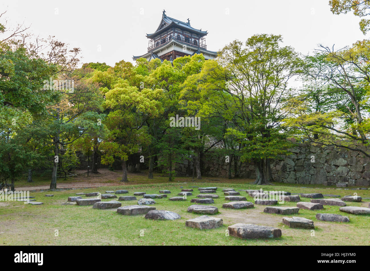 Hiroshima, Japan - August 28 2013: Sometimes called Carp Castle, Hiroshima Castle was built in the lat 16th century for the Daimyo. It was destroyed i Stock Photo