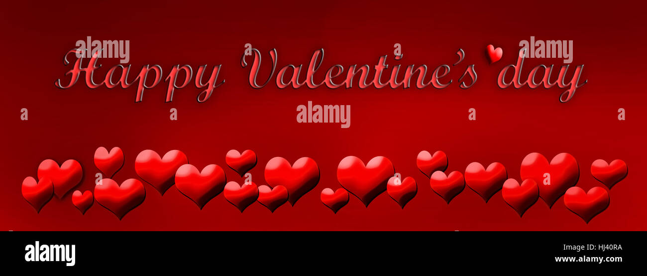 red hearts in red background with text happy Valentine's day Stock ...