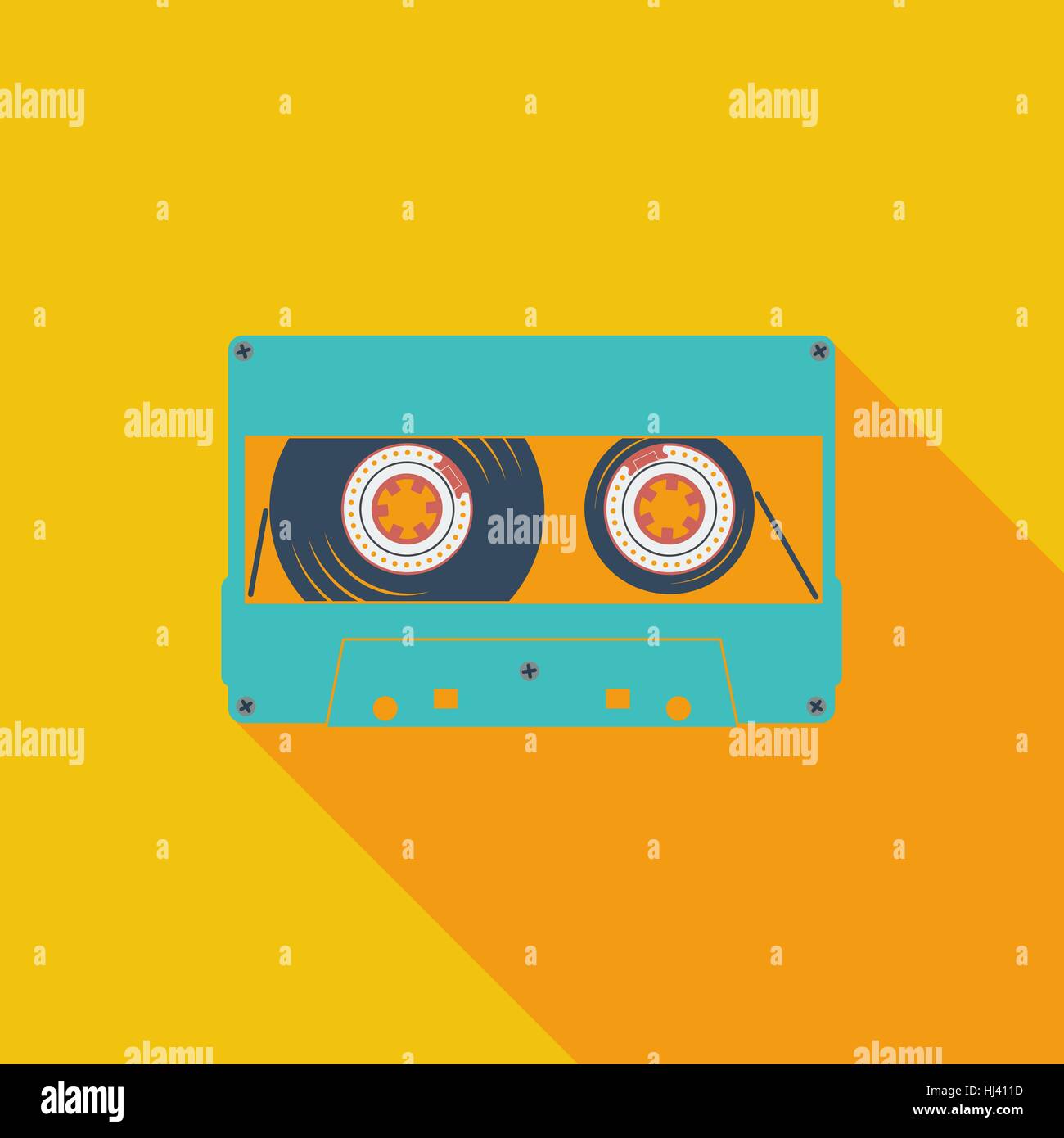 Audiocassette icon. Flat vector related icon with long shadow for web ...