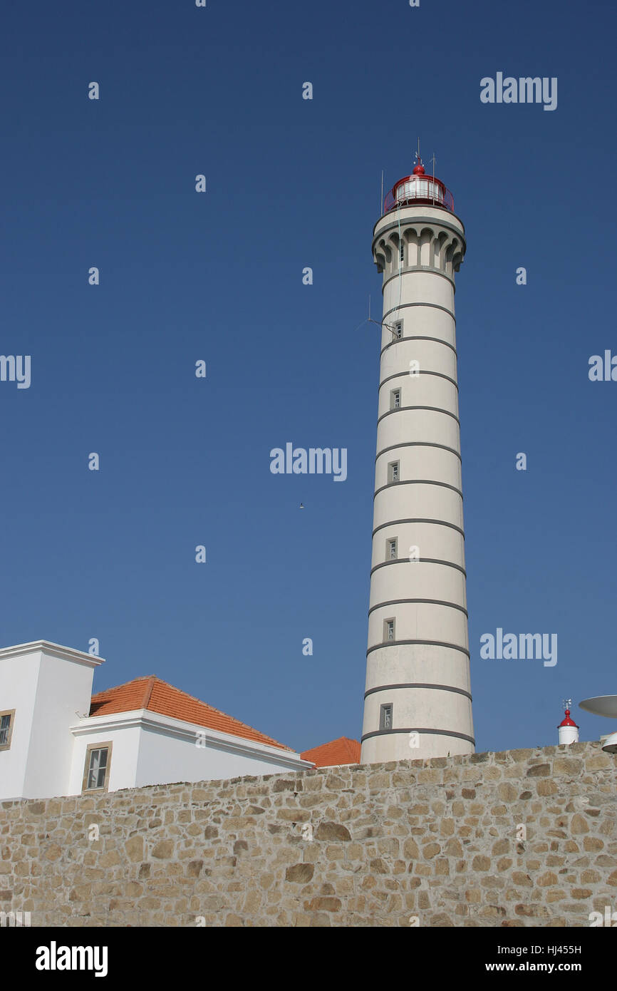 Lighthouse in Leça de Palmeira, Porto district, Portugal Stock Photo