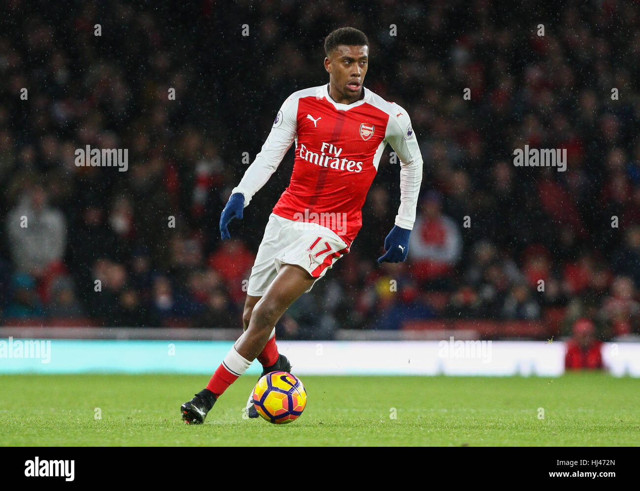 Alex Iwobi of Arsenal during the Premier League match between Arsenal and Crystal Palace at the Emirates Stadium in London. December 1, 2017. Stock Photo