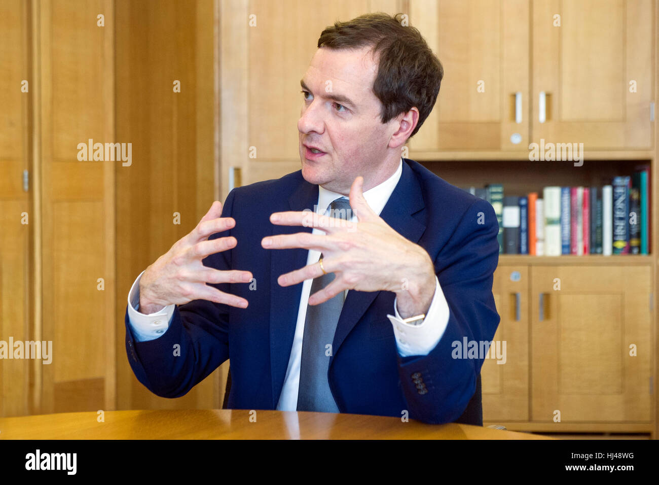 George Osborne, former Chancellor of the Exchequer and now economist for Blackrock Investments in his office. Stock Photo