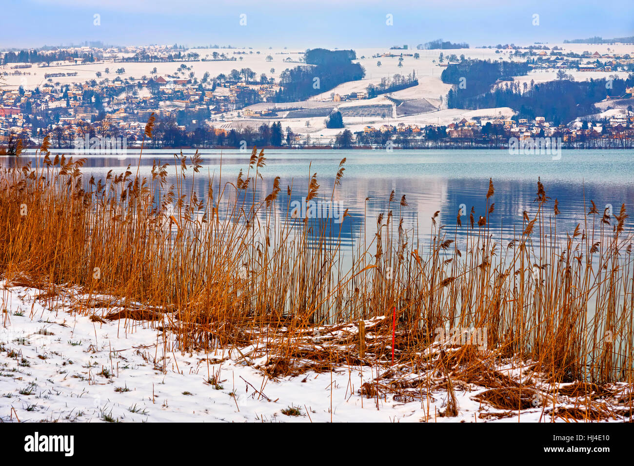 winter, switzerland, nature-sanctuary, hill, winter, switzerland, mirroring, Stock Photo