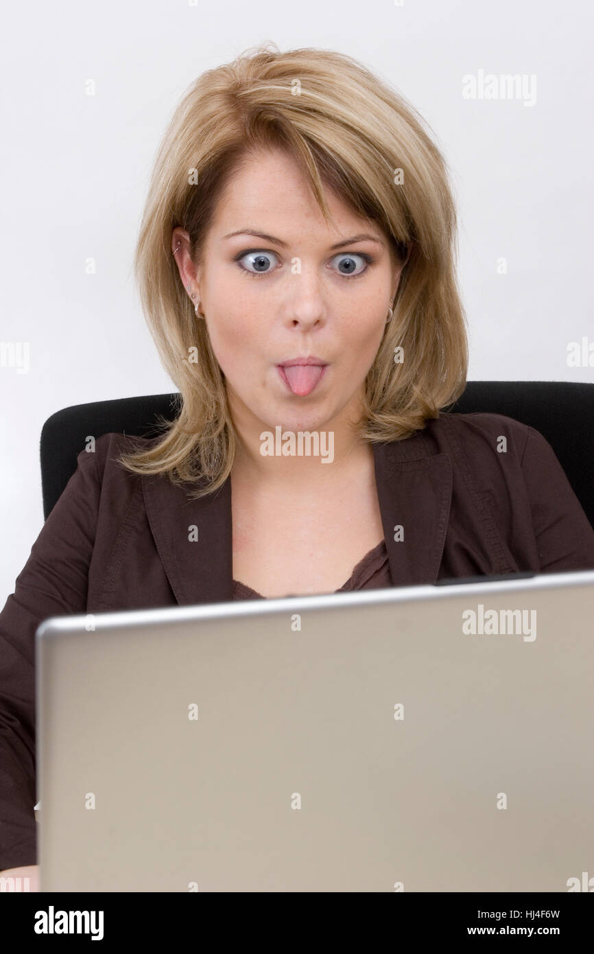 Business woman makes a grimace Stock Photo