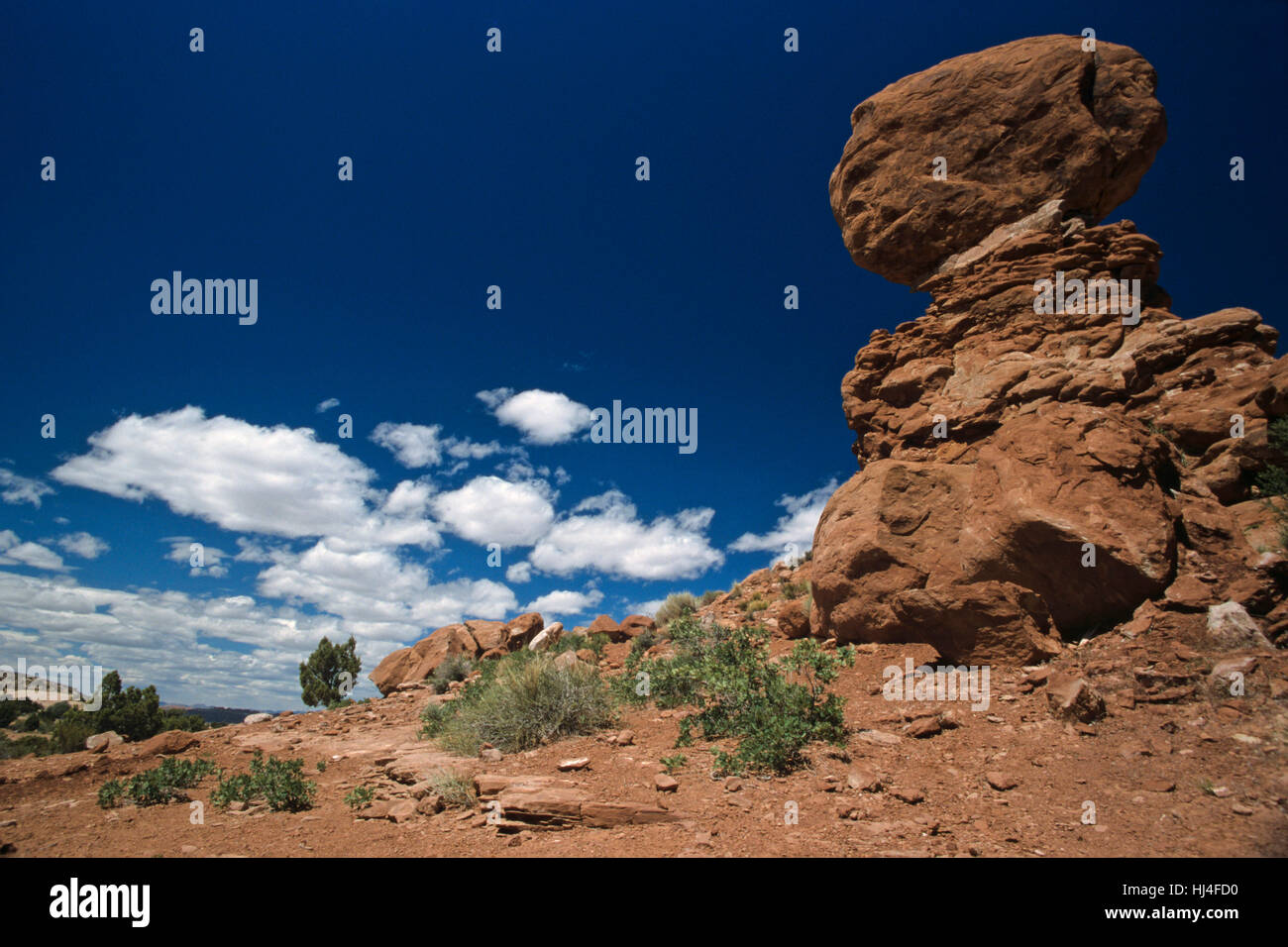 Balanced Rock, USA, Utah, Arches National Park Stock Photo