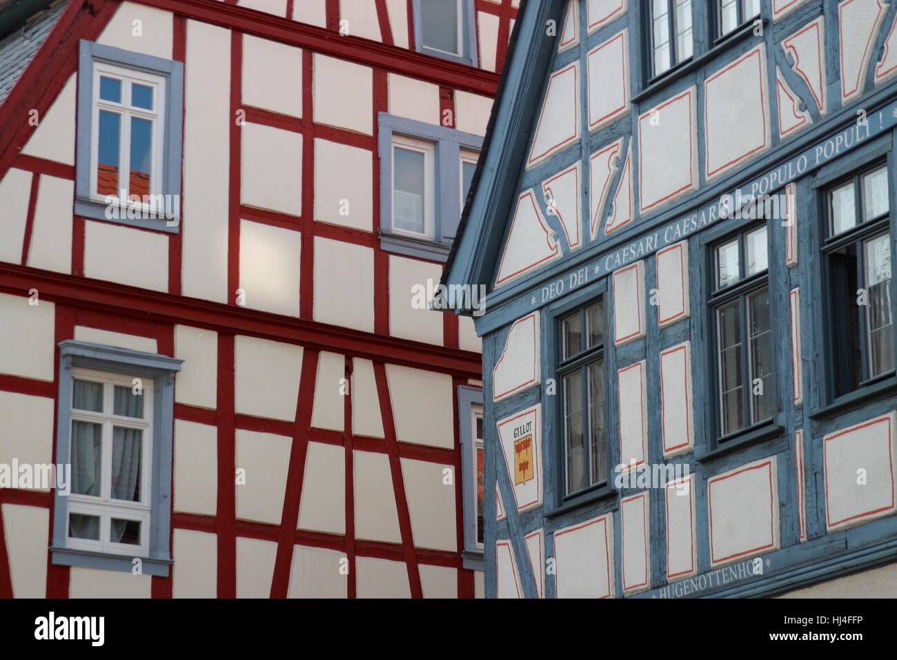 Half timbered houses in Oppenheim, Rhineland Palatinate, Germany Stock Photo