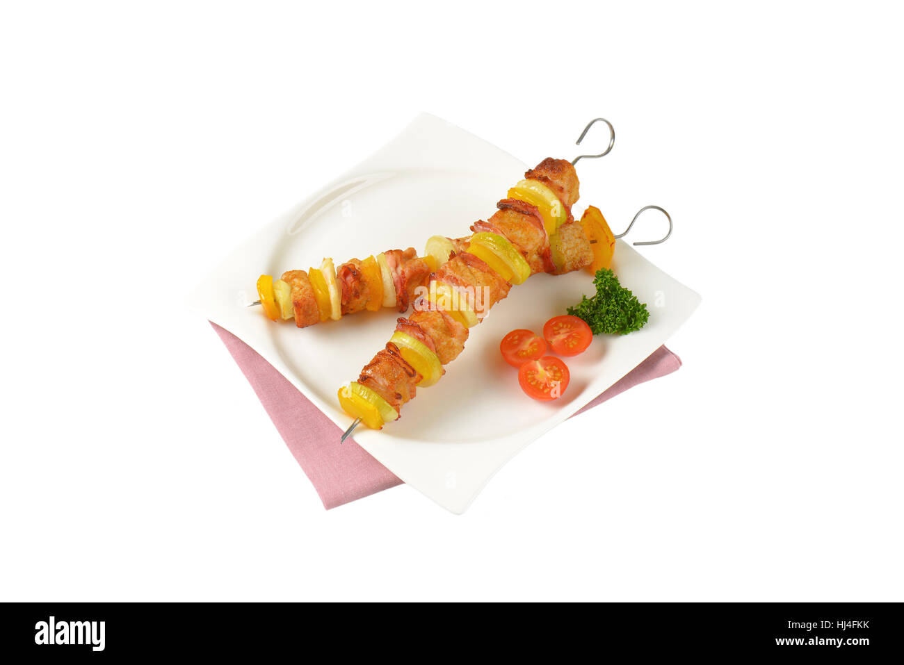 Honey glazed pork and vegetable skewers Stock Photo Alamy