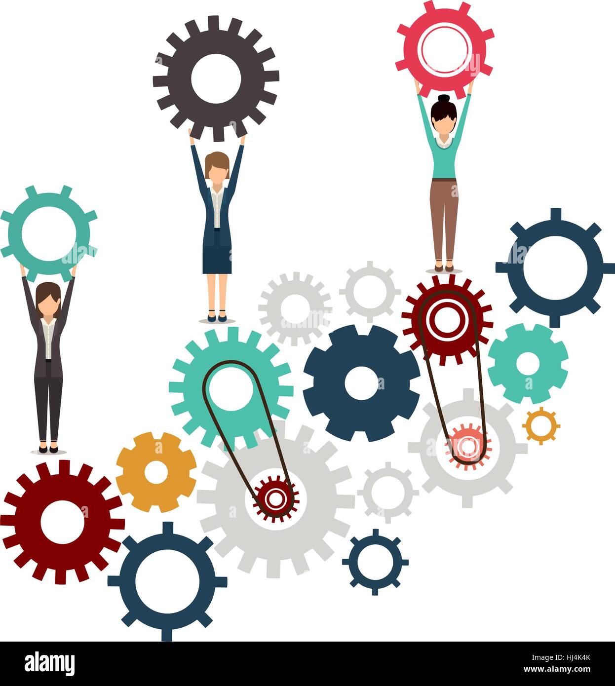 gear and businesspeople icon teamwork people corporate and