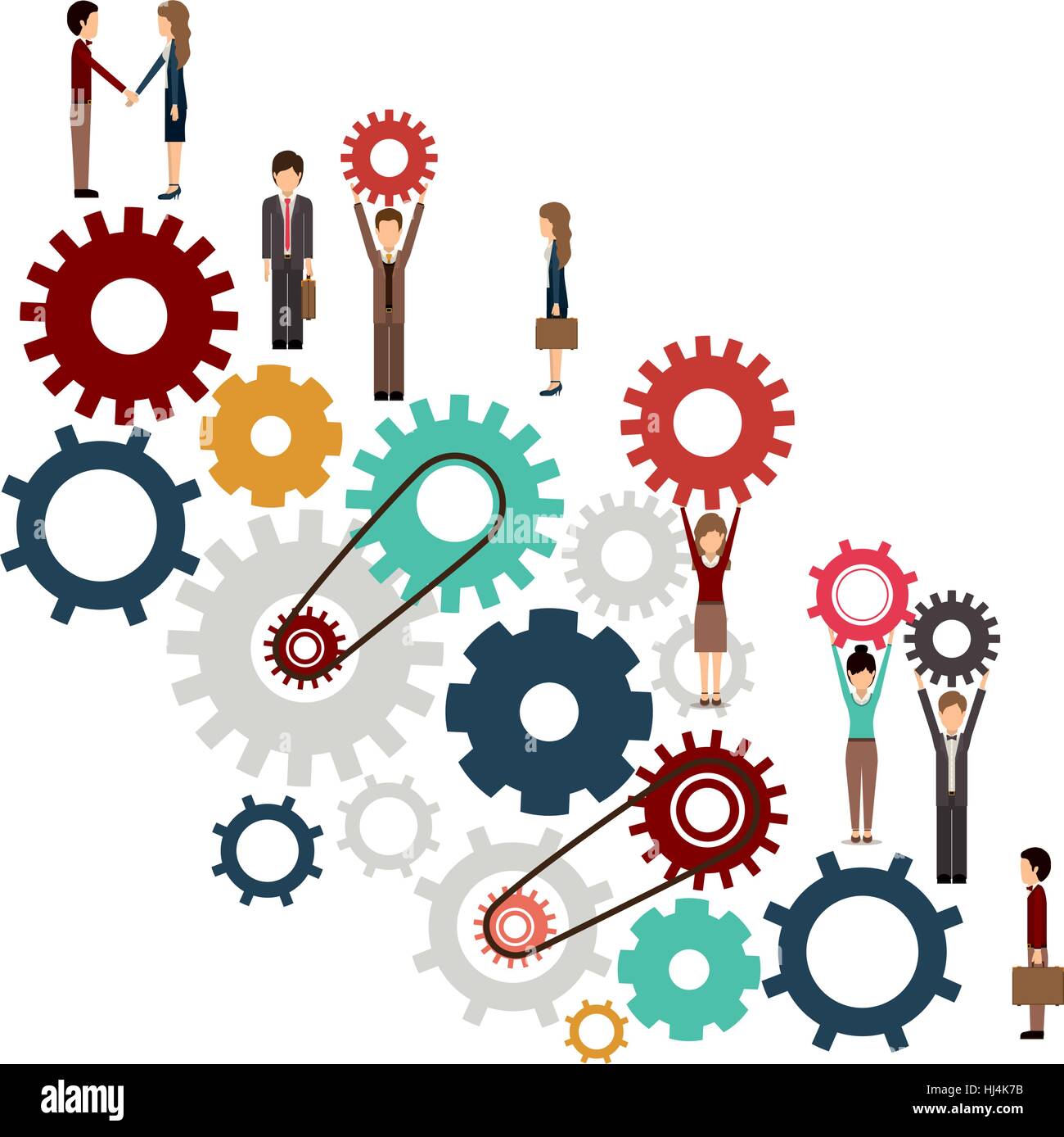 gear and businesspeople icon teamwork people corporate and