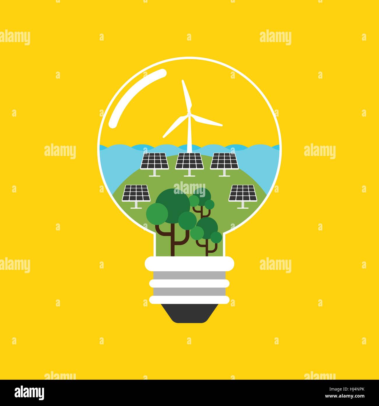 Renewable energy concept flat design, vector illustration Stock Vector ...