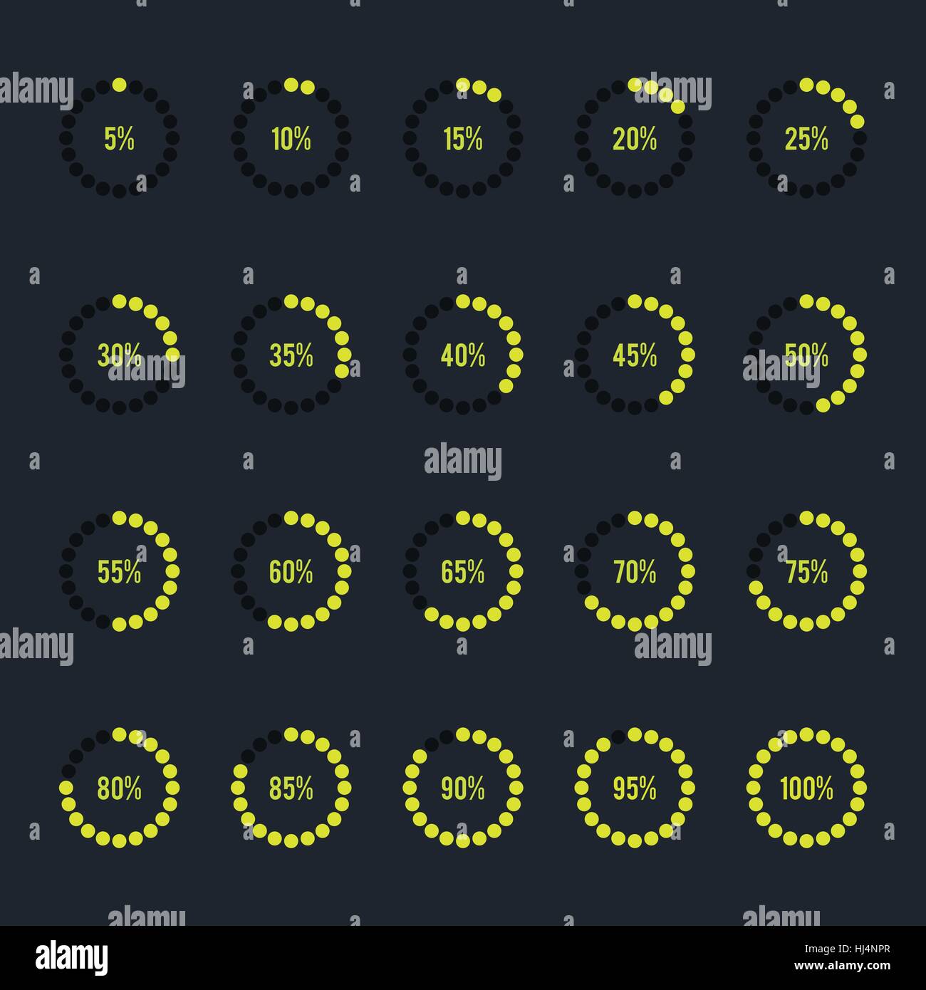 Modern circle progress bar, loading and buffering percentage icon set ...