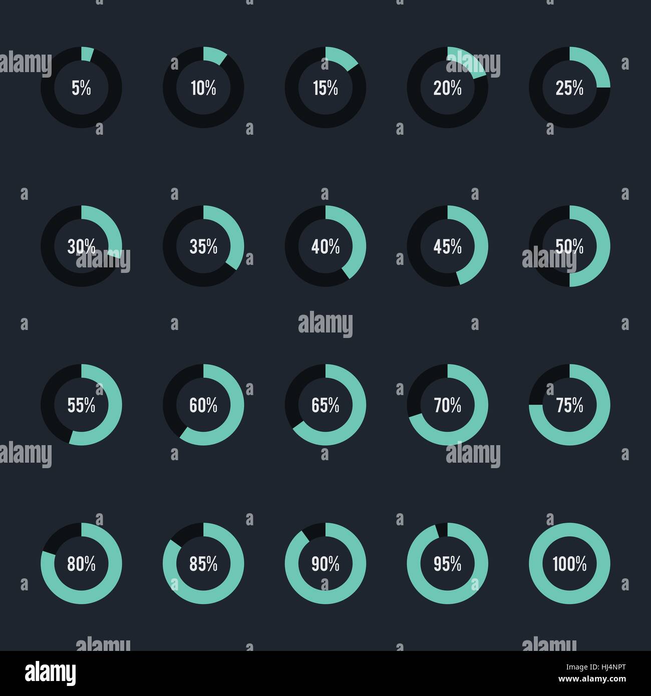 Modern circle progress bar, loading and buffering percentage icon set ...