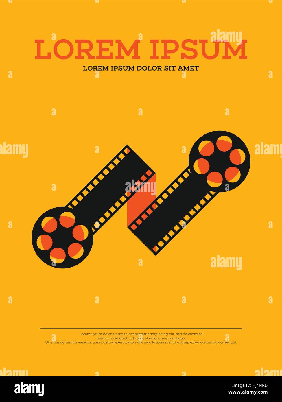 Movie film reel and filmstrip vintage poster background vector illustration Stock Vector