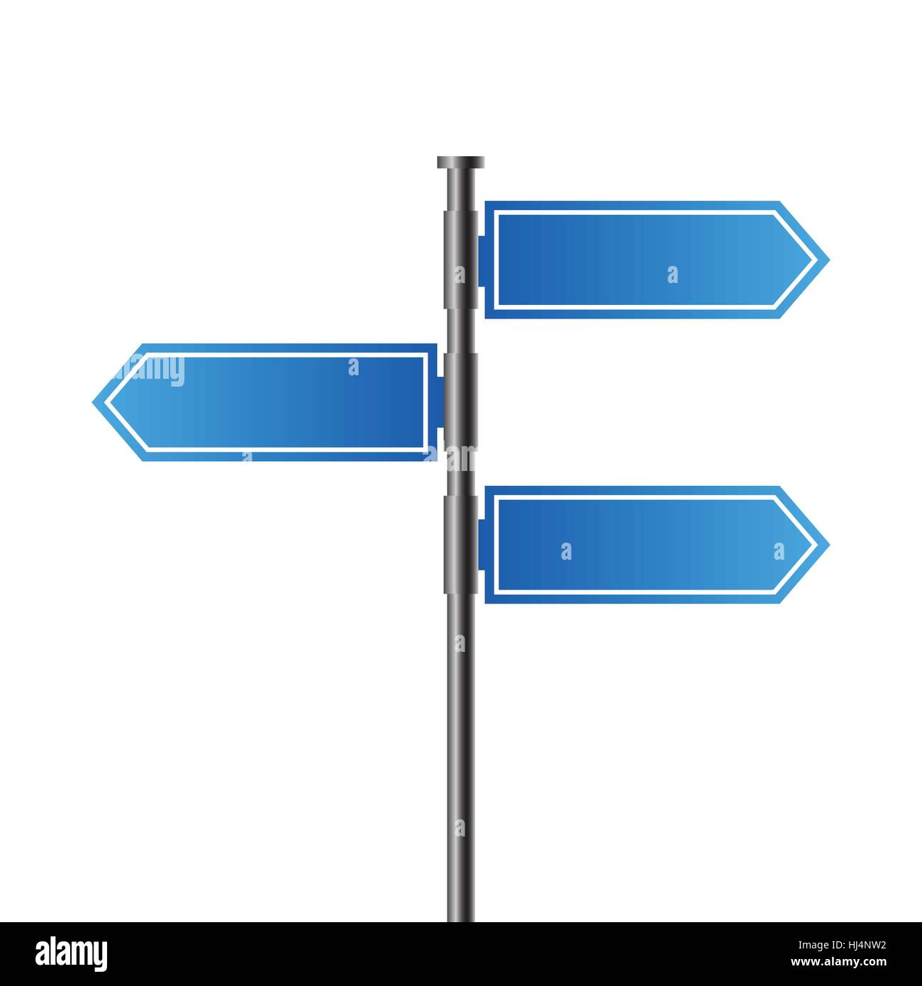 Blank blue roadsigns isolated on white background, design element, vector illustration Stock Vector