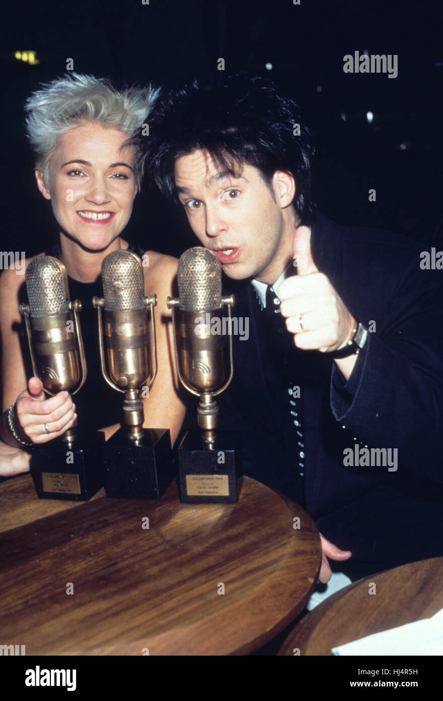 ROXETTE The Swedish group  with Marie Fredriksson and Per Gessle with awards 1989 Stock Photo