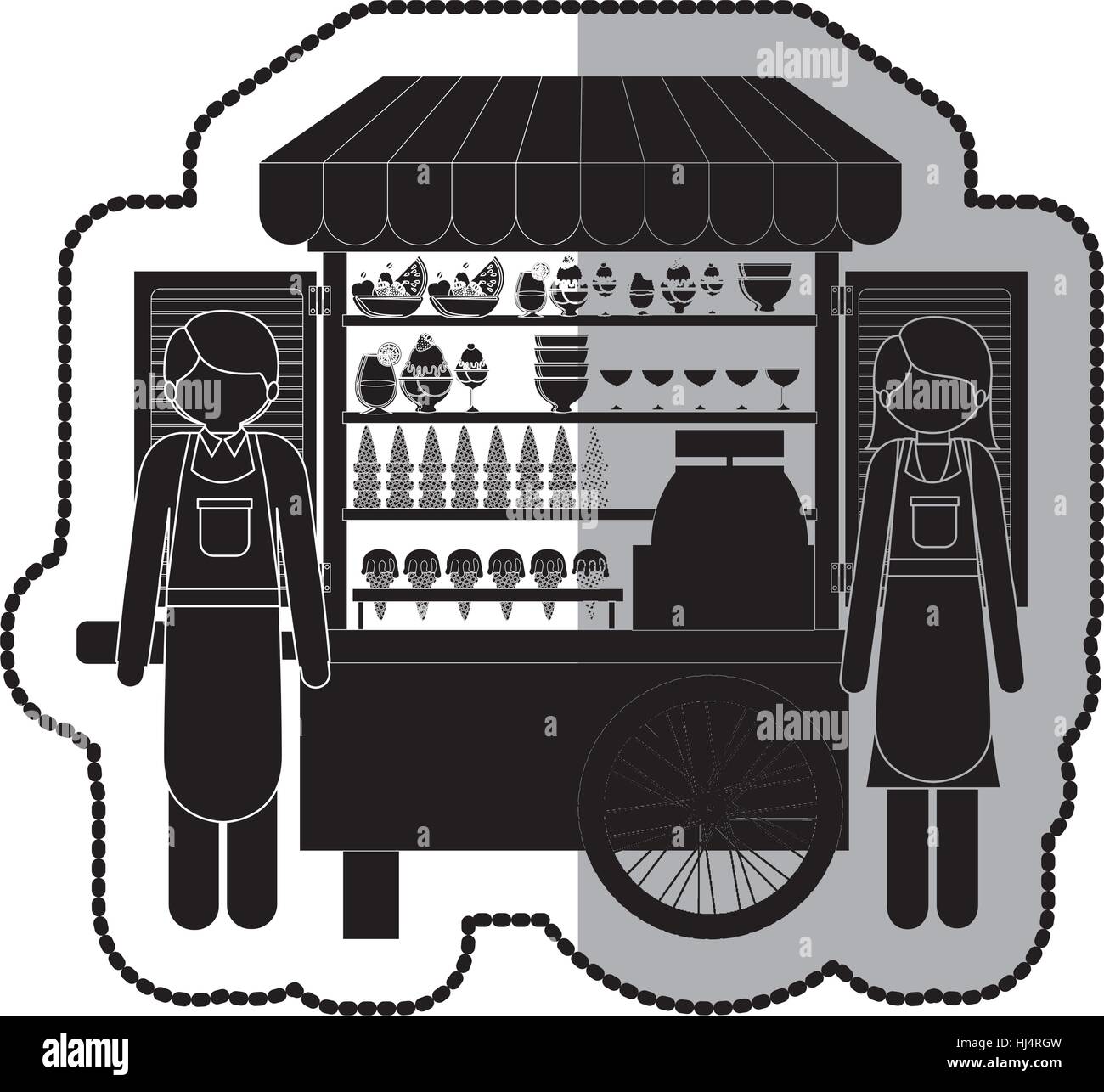 Ice cream cart vector vectors hi-res stock photography and images - Alamy