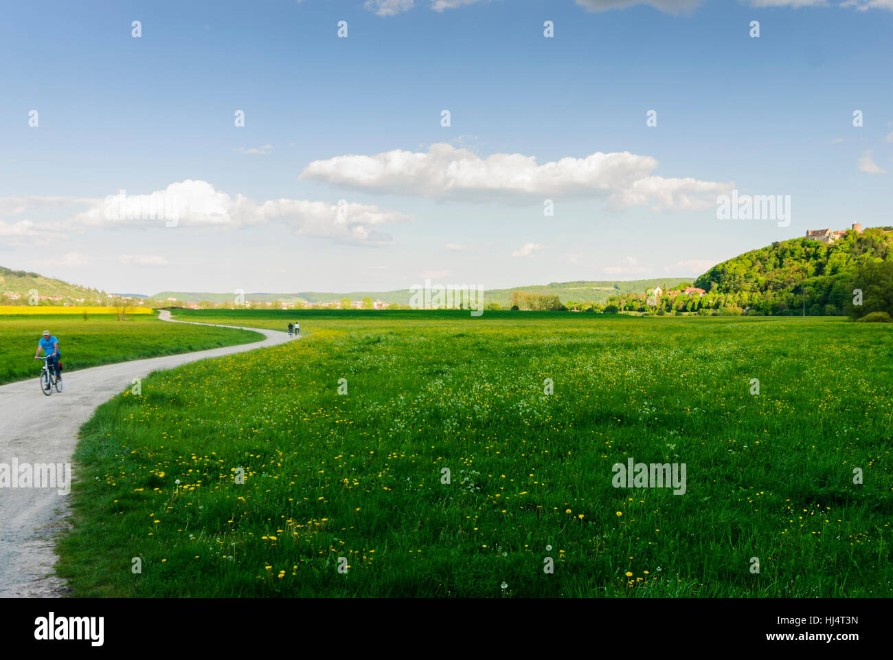 Hammelburg: Valley of the Franconian Saale, view to the castle Saaleck, Unterfranken, Lower Franconia, Bayern, Bavaria, Germany Stock Photo