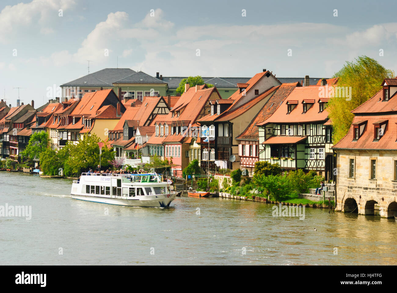 Bamberg: Little Venice on the left Regnitz arm, Oberfranken, Upper Franconia, Bayern, Bavaria, Germany Stock Photo