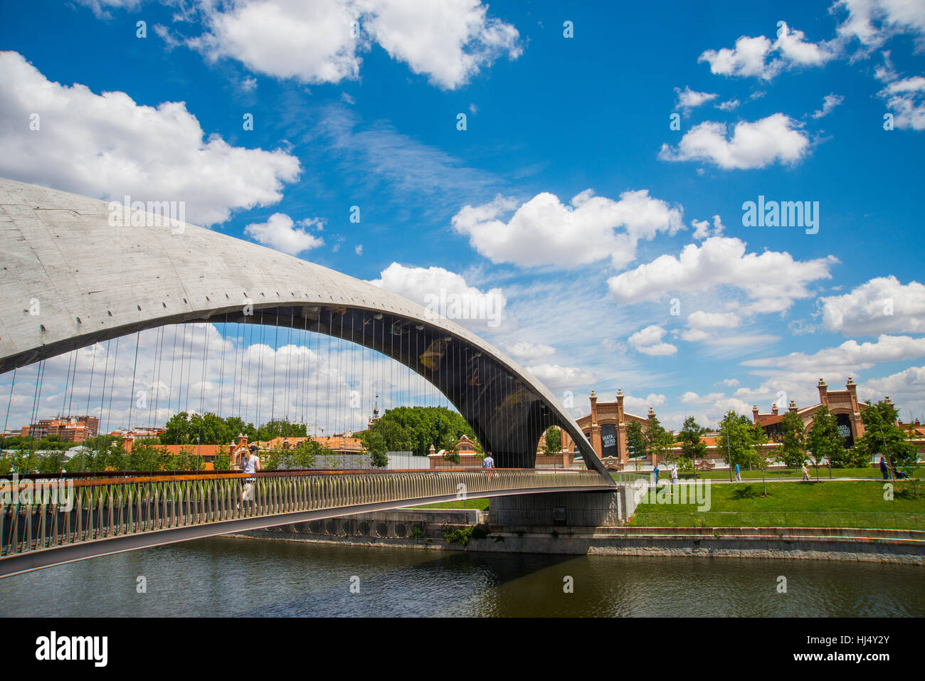 Matadero bridge. Madrid Rio park, Madrid, Spain. Stock Photo