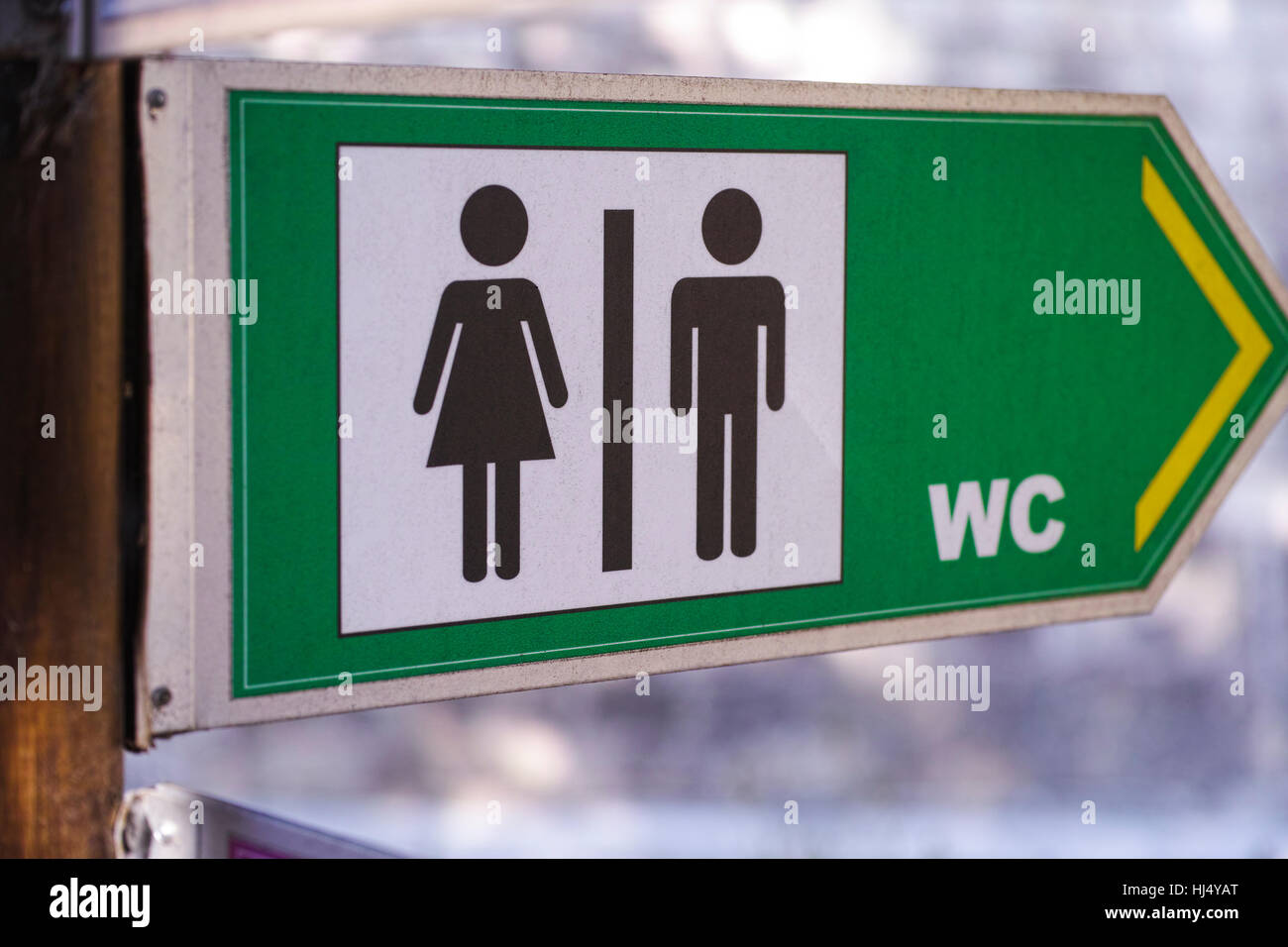 Sign for WC in park Stock Photo