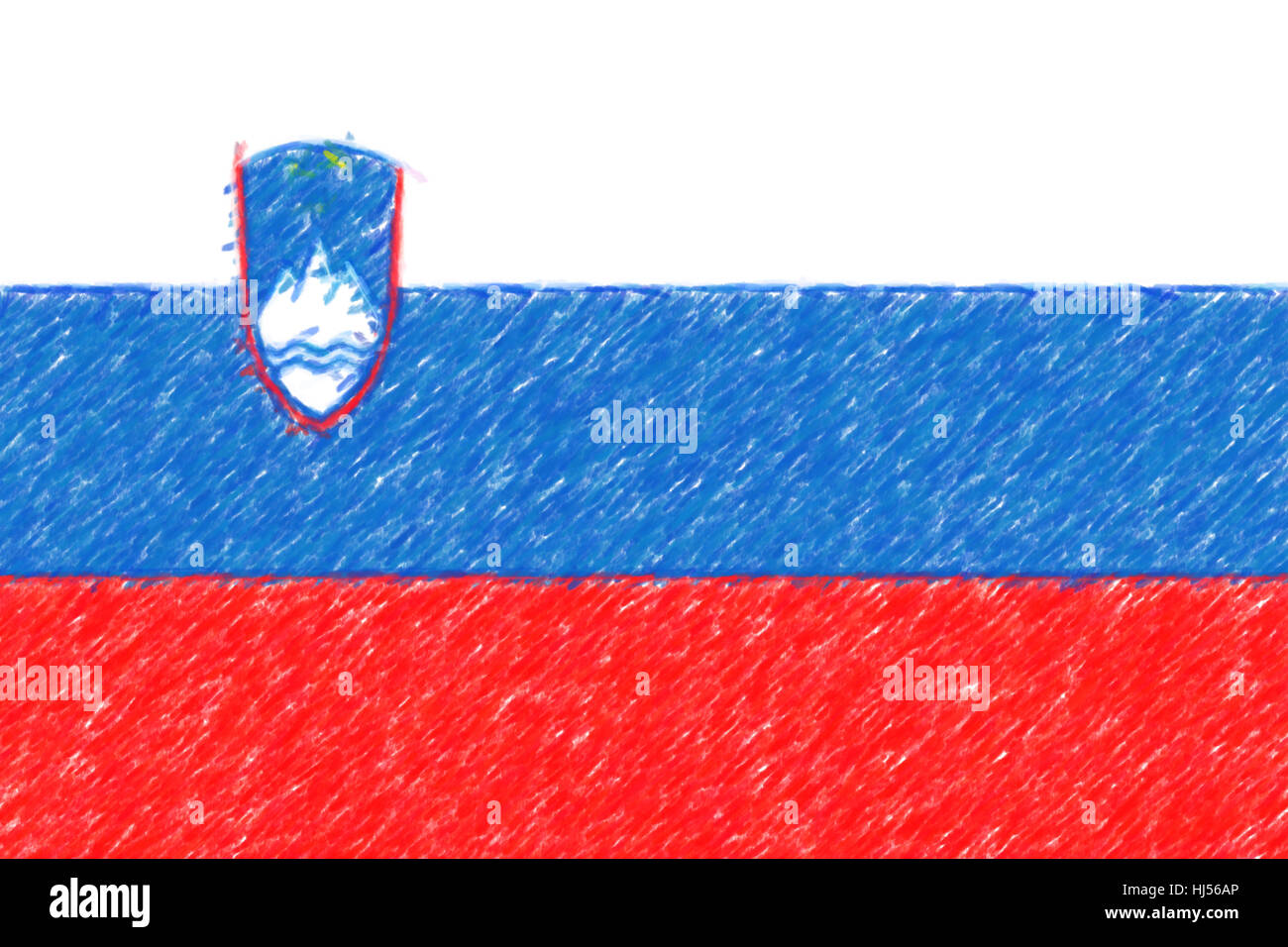 Flag of Slovenia background o texture, color pencil effect Stock Photo ...
